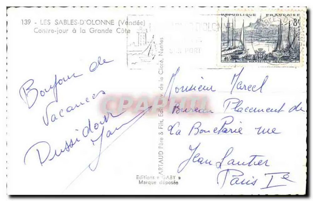 Les Sables-d'Olonne — Rücklicht an der Grande Côte — Editions Gaby - Rückseite
