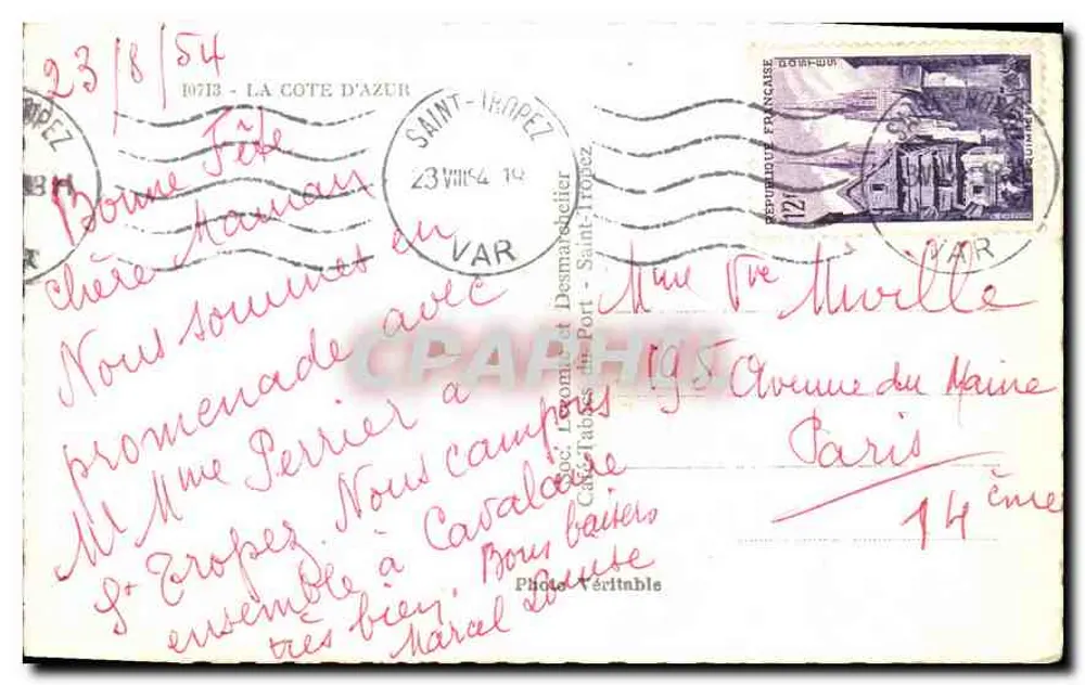 Lembrança de Saint-Tropez — editor Lecomte & Desmarblier - Verso