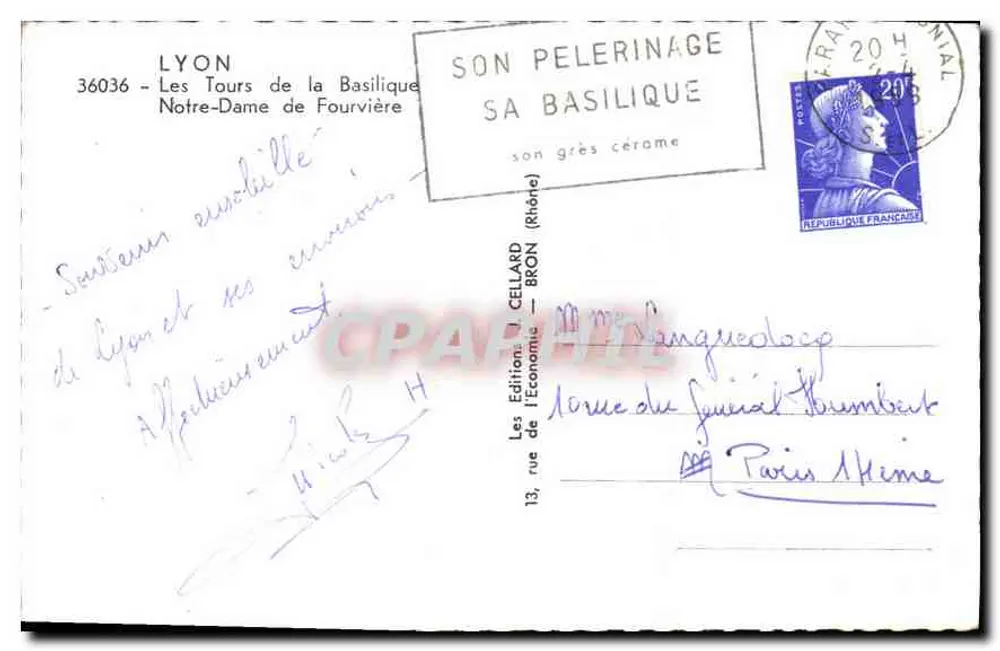 Les Tours de la Basilique Notre-Dame de Fourvière — Lyon — Édition Pèlerinage - Verso