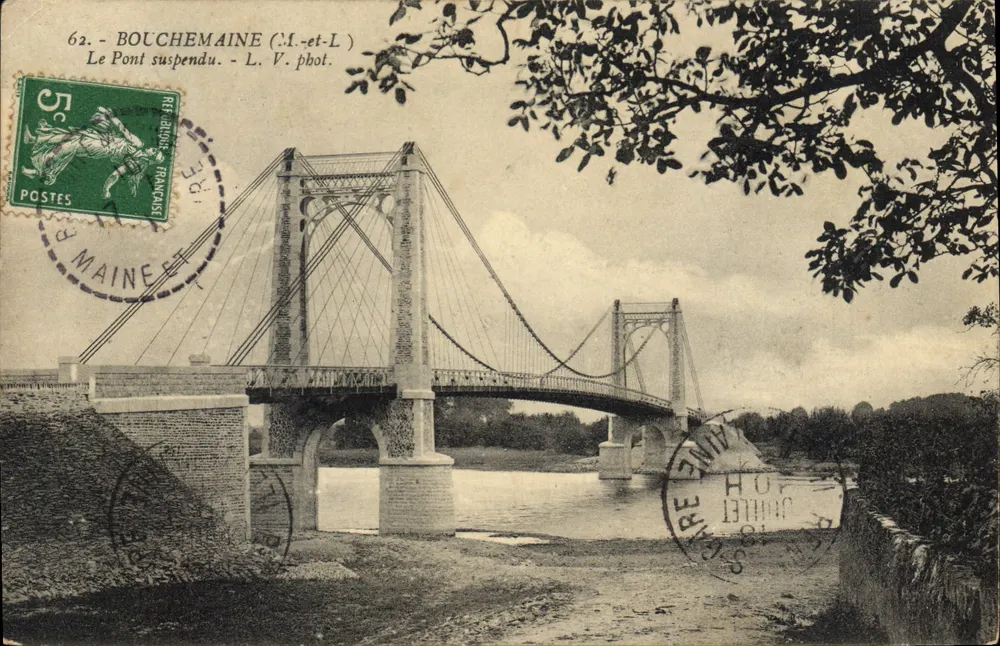 Bouchemaine (M.-et-L) — Le Pont suspendu — L. V. phot. - Recto