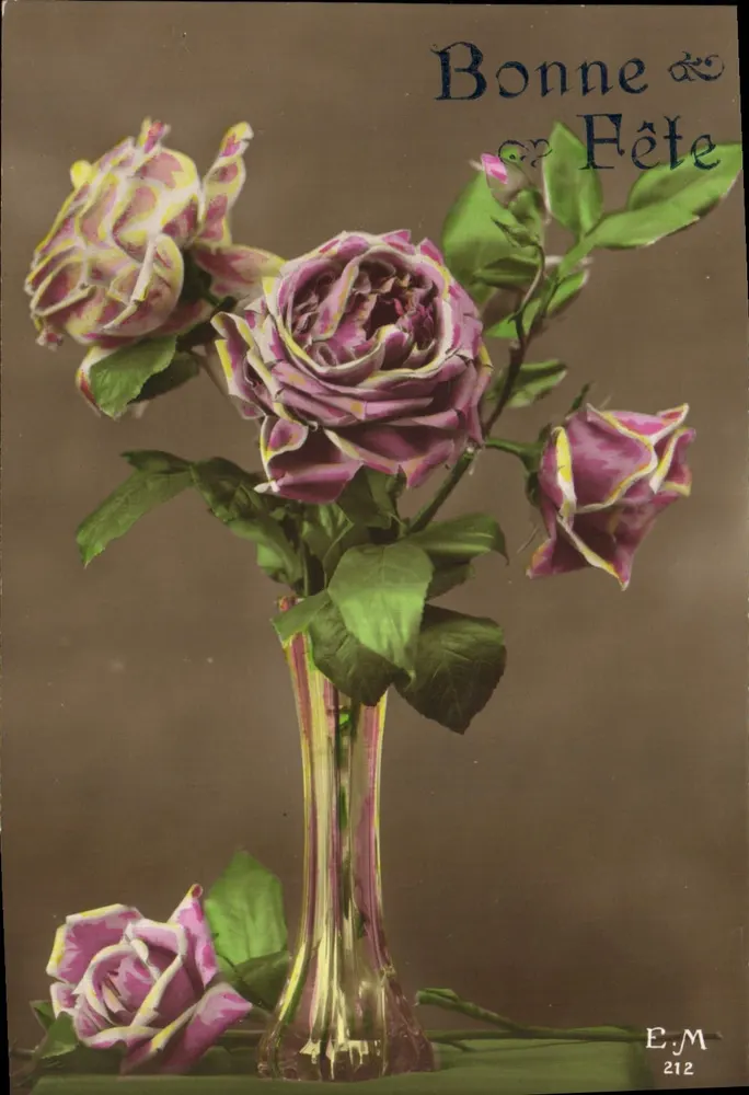 Bouquet van rozen — Gelukkige verjaardag — E.M. 212 - Voorkant