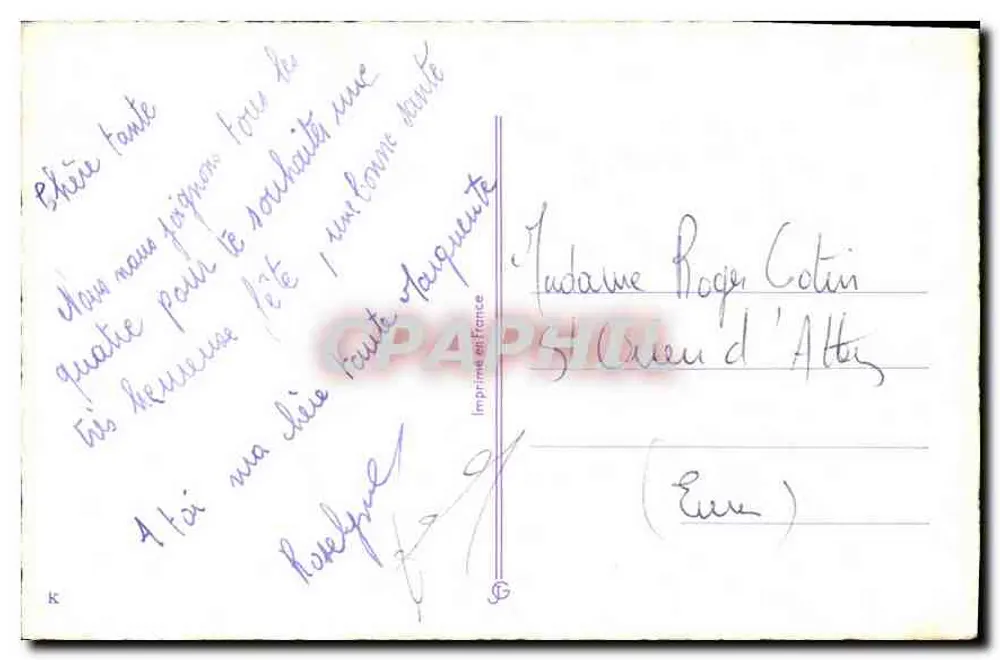 Roses and Spur — Happy Birthday — Printed in France - Back