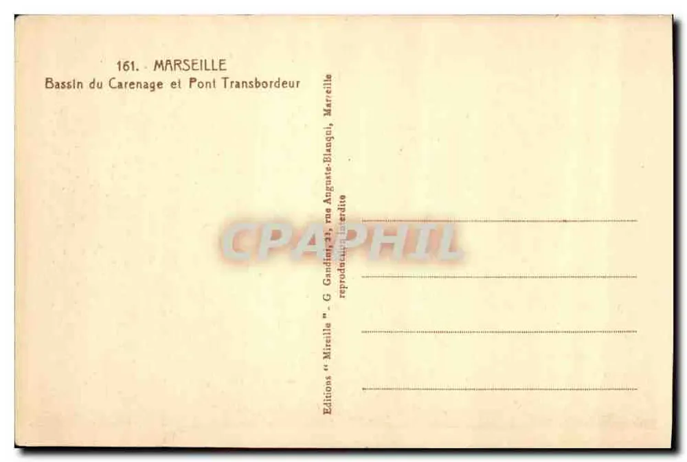 Marseille — Bassin du Carenage et Pont Transbordeur — Mireille - Verso