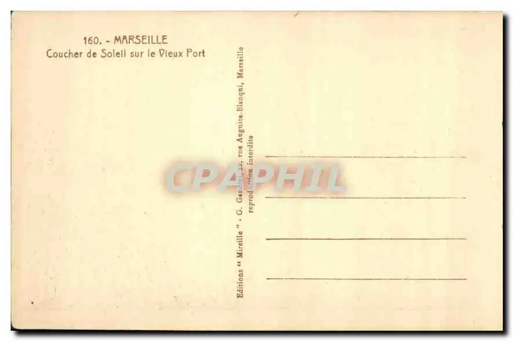 Sonnenuntergang über den alten Hafen — Marseille — Editions Mireille - Rückseite