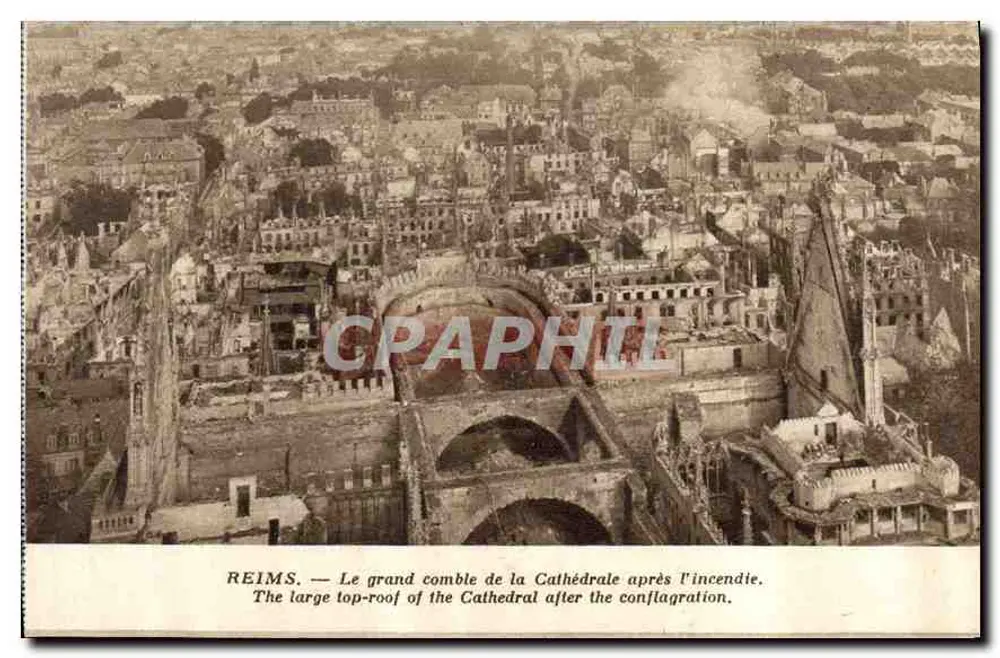 Reims — Der große Gewölbe der Kathedrale nach dem Brand — Édition Reims-Cathédrale - Vorderseite