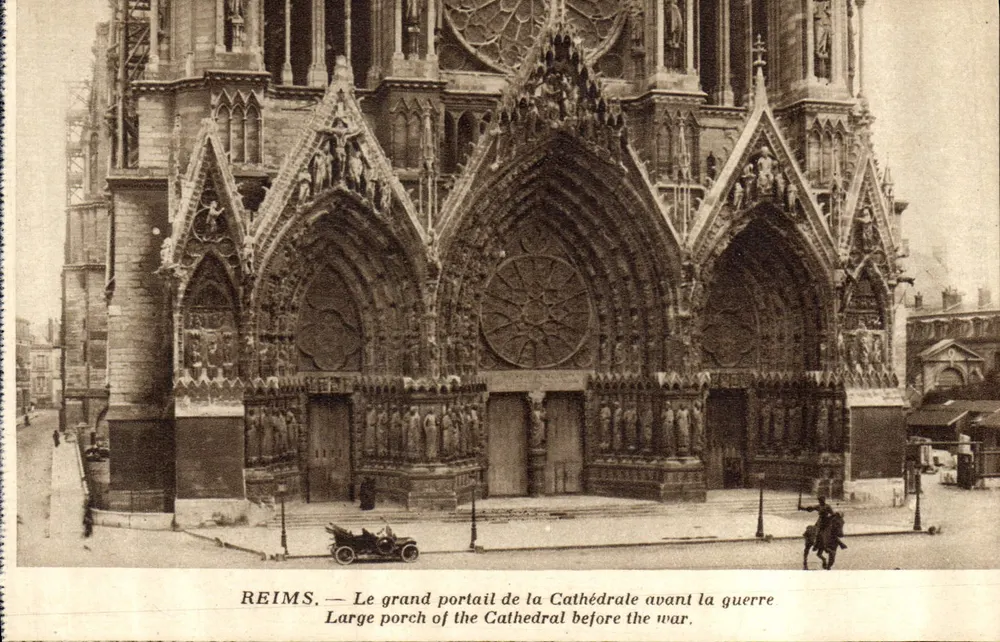 Reims — Der große Portal der Kathedrale vor dem Krieg — Édition Cathédrale Reims - Vorderseite