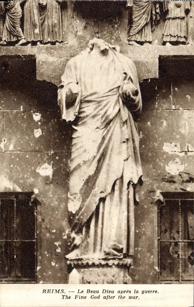 Reims — Le Beau Dieu après la guerre — Édition Reims-Cathédrale - Recto
