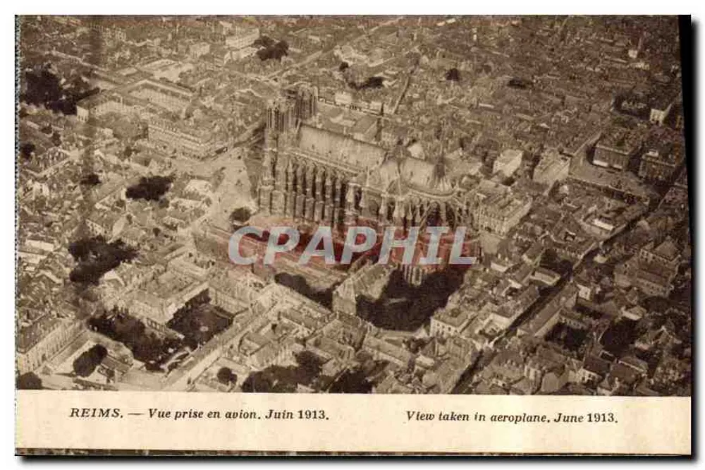 Reims — Ansicht aus einem Flugzeug, Juni 1913 — Édition Reims-Cathédrale - Vorderseite