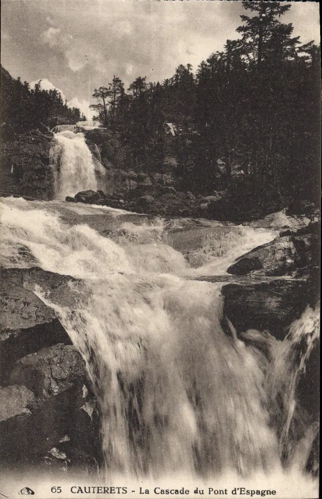 Cauterets - A Cachoeira do Ponte d'Espagne — editor CTA & S. A. (Strasbourg) — n° de série 65 - Frente