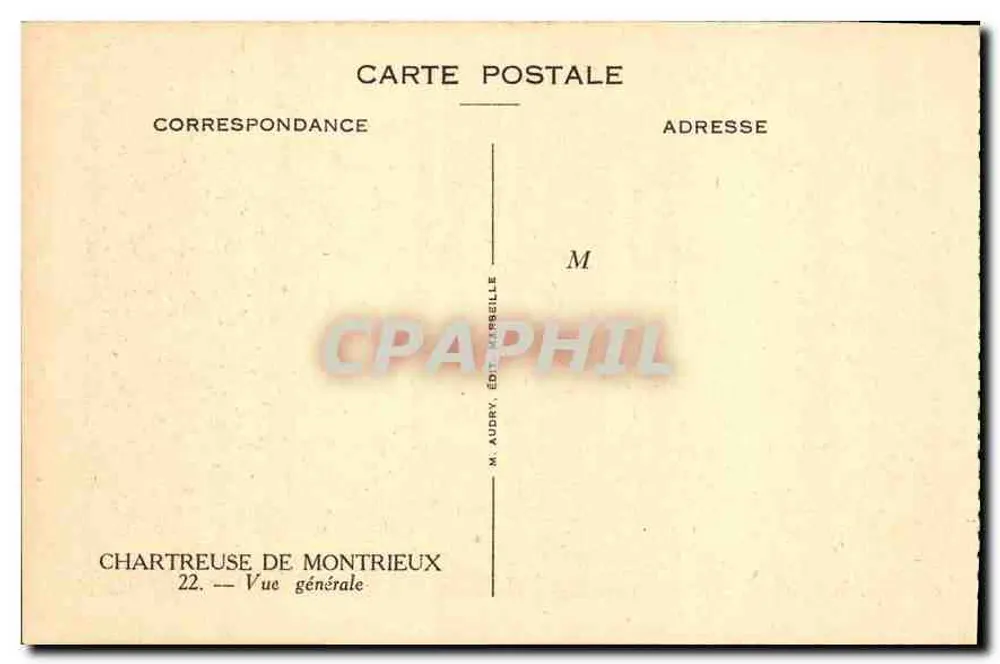 Chartreuse de Montrieux — Vista geral — M. Audry, Editora Marseille - Verso