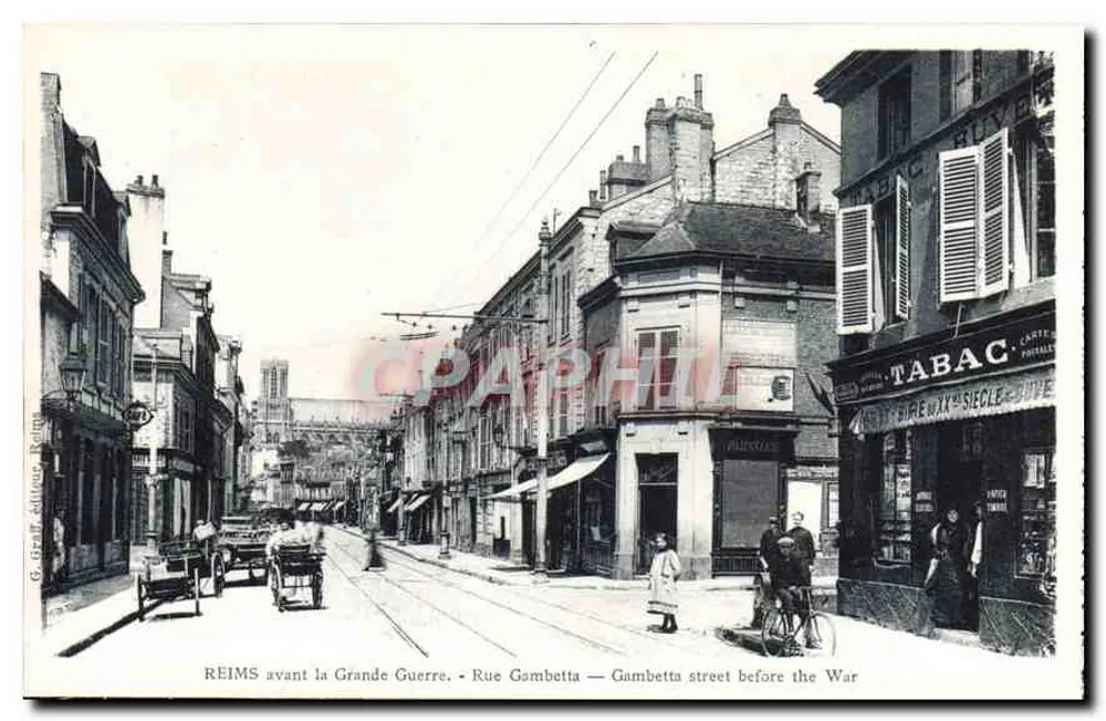 Reims vor dem Großen Krieg — Rue Gambetta — G. Grall, Verlag Reims - Vorderseite