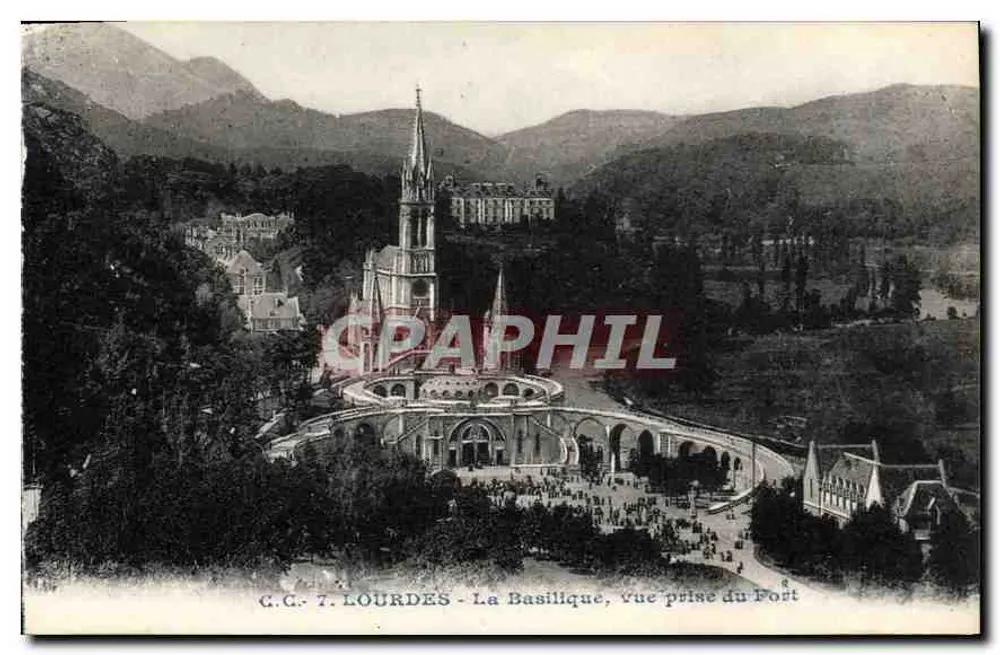 Lourdes - Die Basilika, Ansicht vom Post - C.G. T. Lourdes - Vorderseite