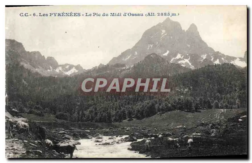 Les PYRÉNÉES - Le Pic du Midi d'Ossau (Alt. 2885 m.) - C.C.-6 - Éditeur C.P.A. PHIL - Frente