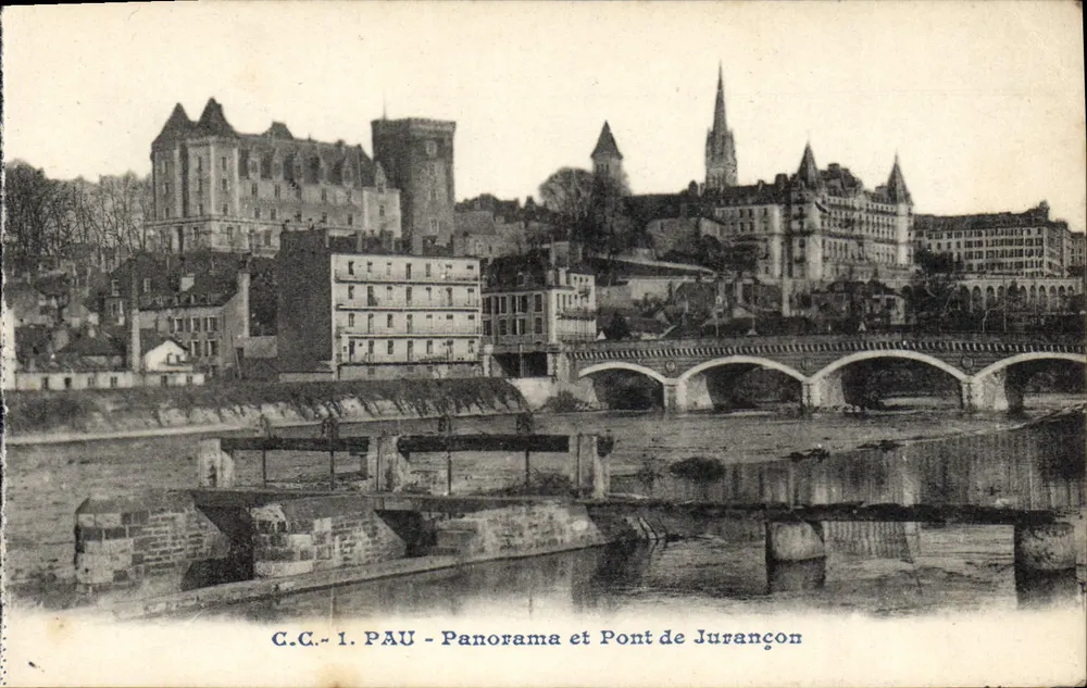 Pau - Panorama y Puente de Jurançon — C.C. - 1. PAU - Anverso