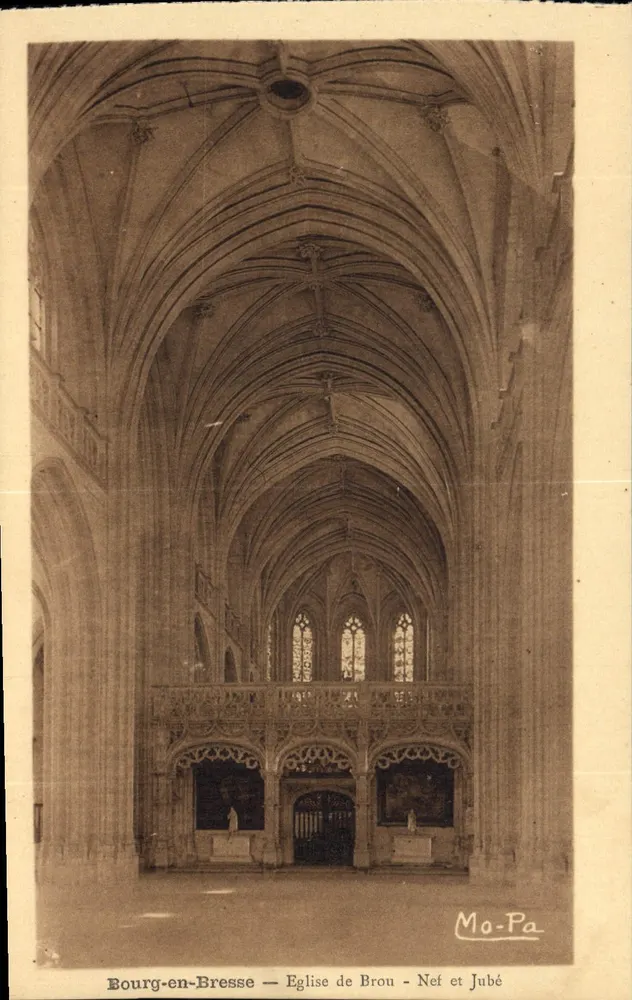 Boury-en-Bresse — Kirche von Brou - Kirchenschiff und Jubé - Vorderseite
