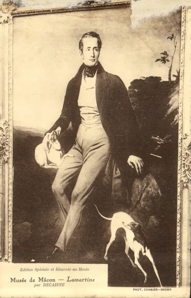Lamartine — Retrato com cachorro — Museu de Mâcon, edição especial por Decaisne - Frente