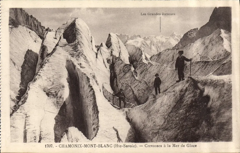 Die Grandes Jorasses — Risse am Mer de Glace — Chamonix-Mont-Blanc (Hte-Savoie) — n° 1707 - Vorderseite