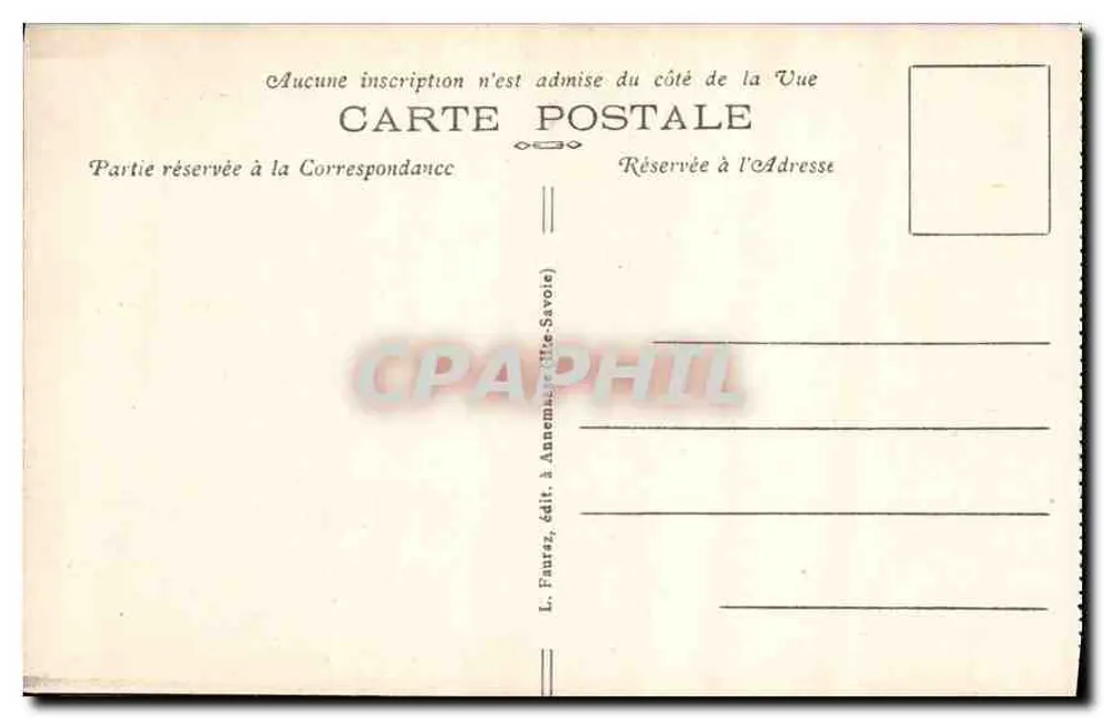 Chamonix-Mont-Blanc (Haute-Savoie) — Panoramablick auf die Berge — L. Fauréz, Verlag Annemasse (Haute-Savoie) n° 902 - Rückseite