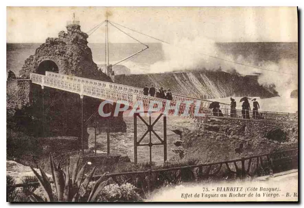 Blarritz (Côte Basque) — Wellenwirkung am Rocher de la Vierge — Bloc frères, Verleger - Bordeaux, n°73 - Vorderseite