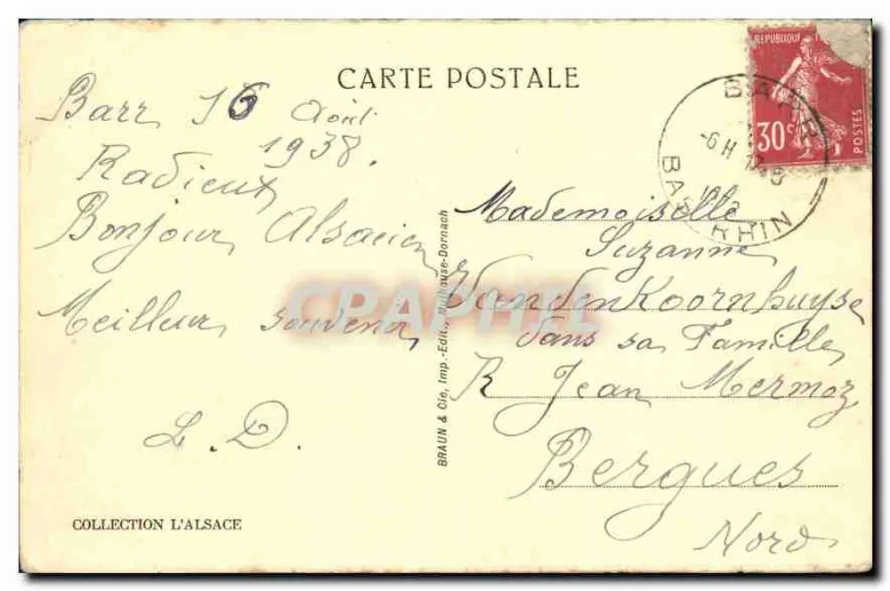 Obernai — Praça da República — Braun & Cie, Imp. Editeurs, Dannach - Verso