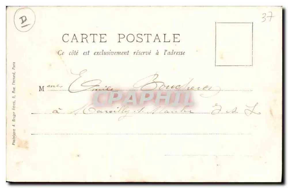 Chinon — Estátua de Joana d'Arc — M. Huault, livraria, Chinon - Verso