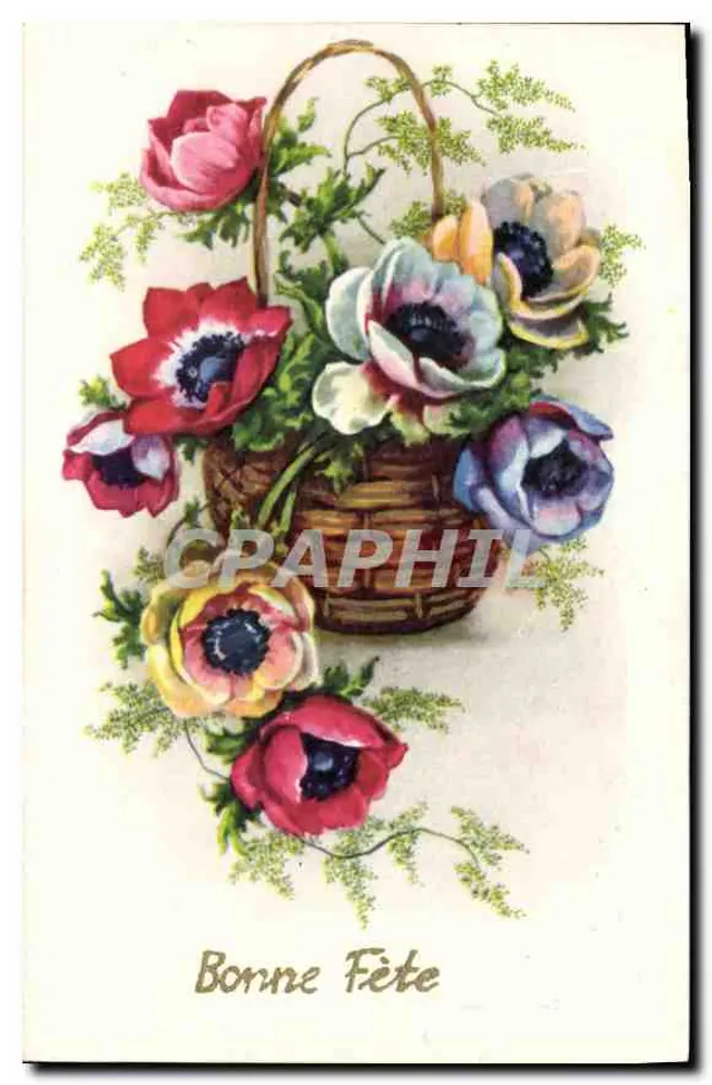 Arranjo de flores em um cesto — Feliz Aniversário — Phototachron n°76 - Frente