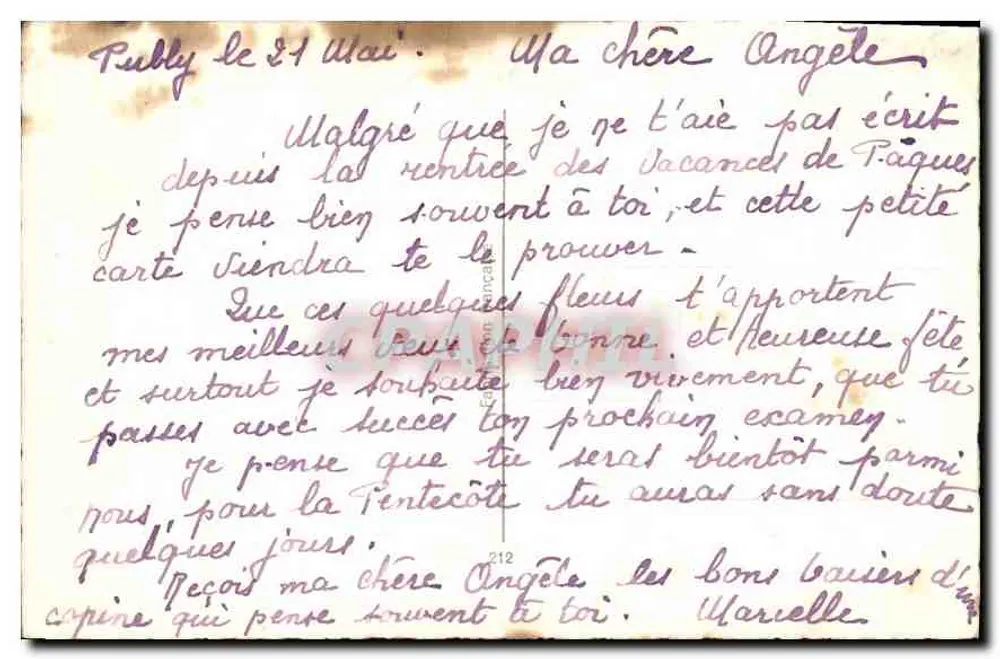 Arranjo de pêssegos — Boa Festa — texto impresso e caligrafado - Verso