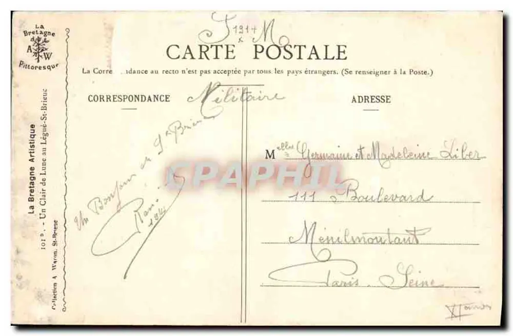 Um Claro de Lua em Legue-St-Brieuc — La Bretagne Artistique — n°121+M - Verso