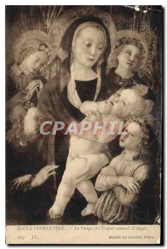 Florentinische Schule — Die Jungfrau und das Kind umgeben von Engeln — Louvre-Museum, Paris - Vorderseite