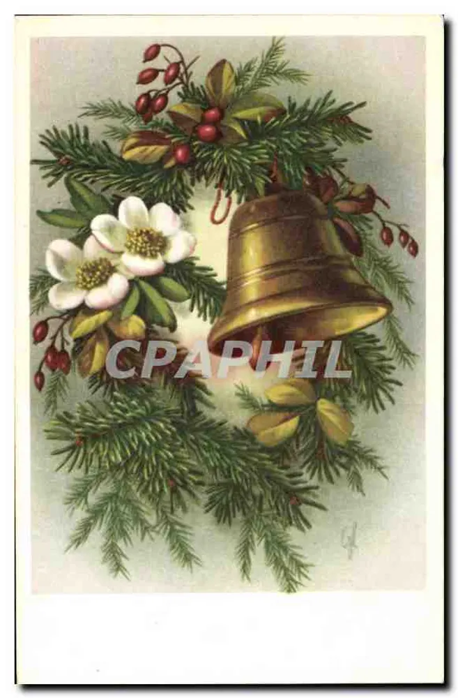 Coroa de Natal com sininho — editor I. B. n° 104 - Frente