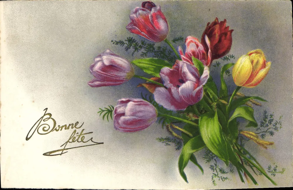 Bouquet tulpen — Gelukkige verjaardag — Imp. BR, Nr. 9462 - Voorkant
