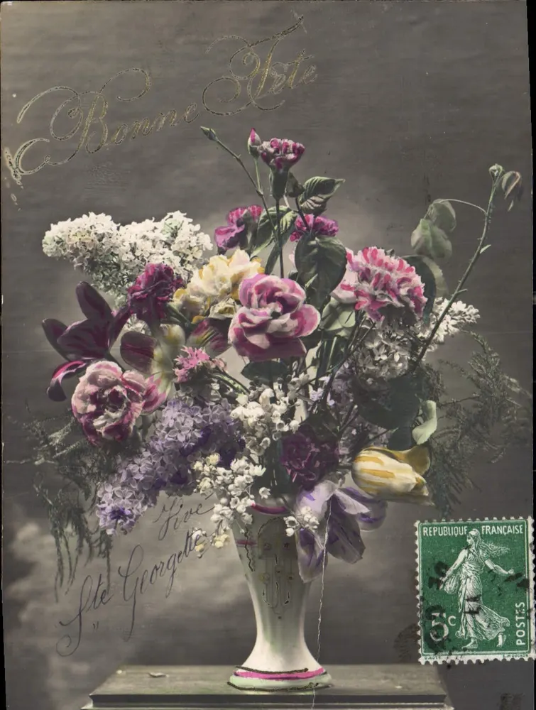 Arranjo de flores — Boa Festa — Editor desconhecido, número de série não visível - Frente