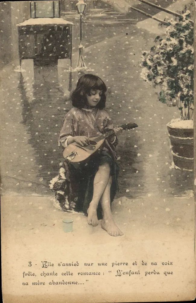 Niño perdido en la nieve — escena invernal — editor no identificado, número de serie 3 - Anverso