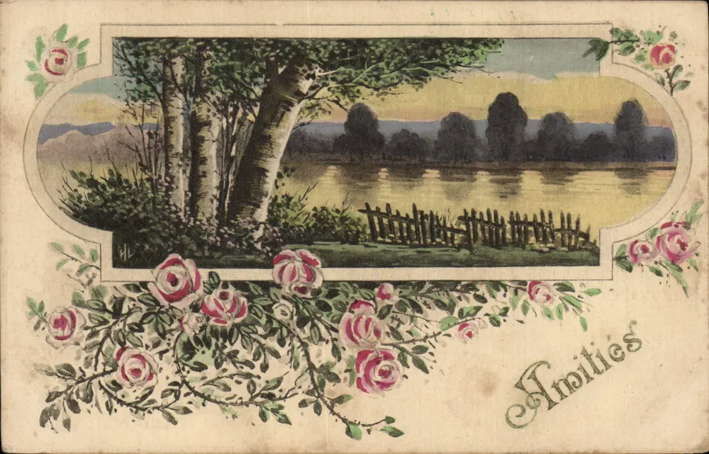 Paisagem de rio com árvores — Edições 'NOX' Paris n°9 — Amicitias - Frente
