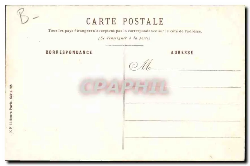 Jovens camponeses em um campo — cena de trabalho — K.P. Éditeurs Paris, Série 558 - Verso