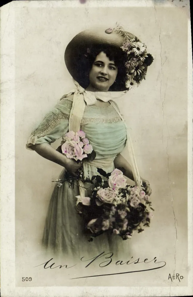 Femme en chapeau fleuri — portrait — éditeur AERO, n° 509 - Vorderseite
