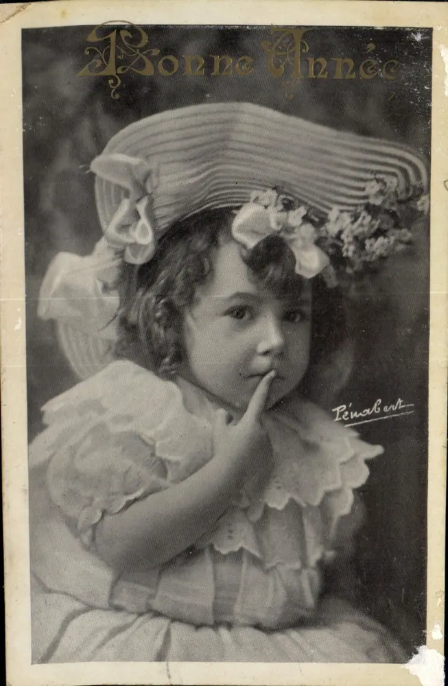 Little Girl in Flowered Hat — Happy New Year — Renabert - Front