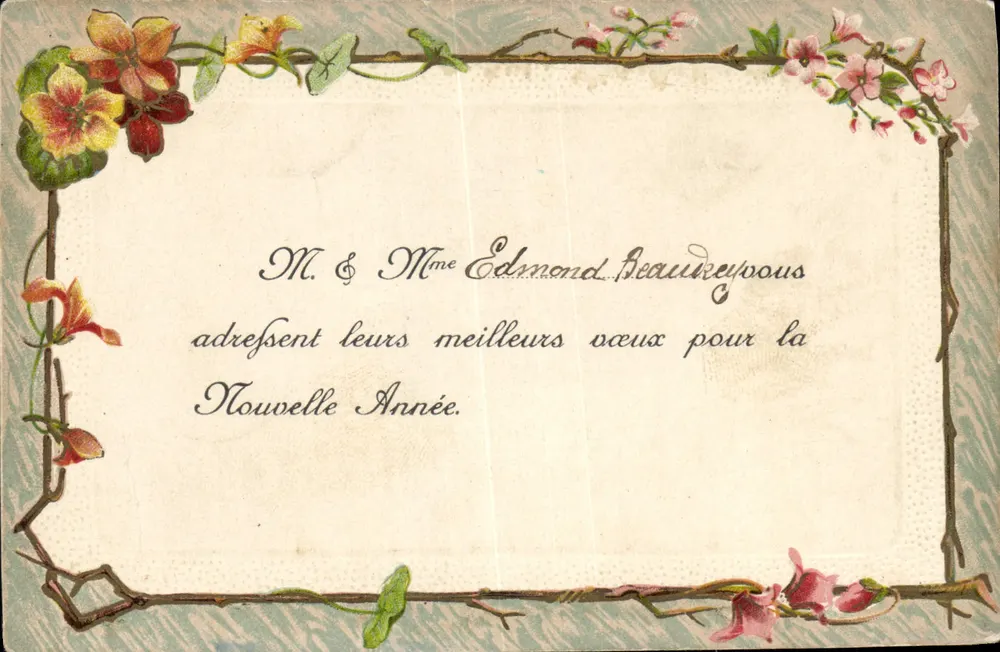 Nova Ano — Vœux de M. & Mme Edmond Beauvieux — editor não visível - Frente