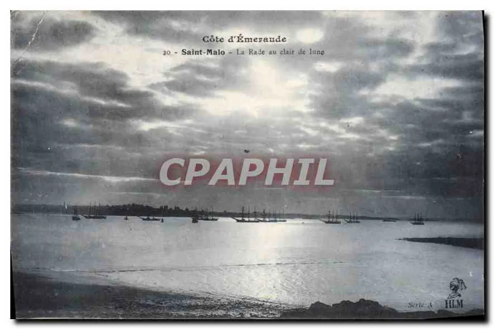 Saint-Malo - Blick auf den Hafen unter dem Mondlicht — Serie A, Verlag HLM - Vorderseite