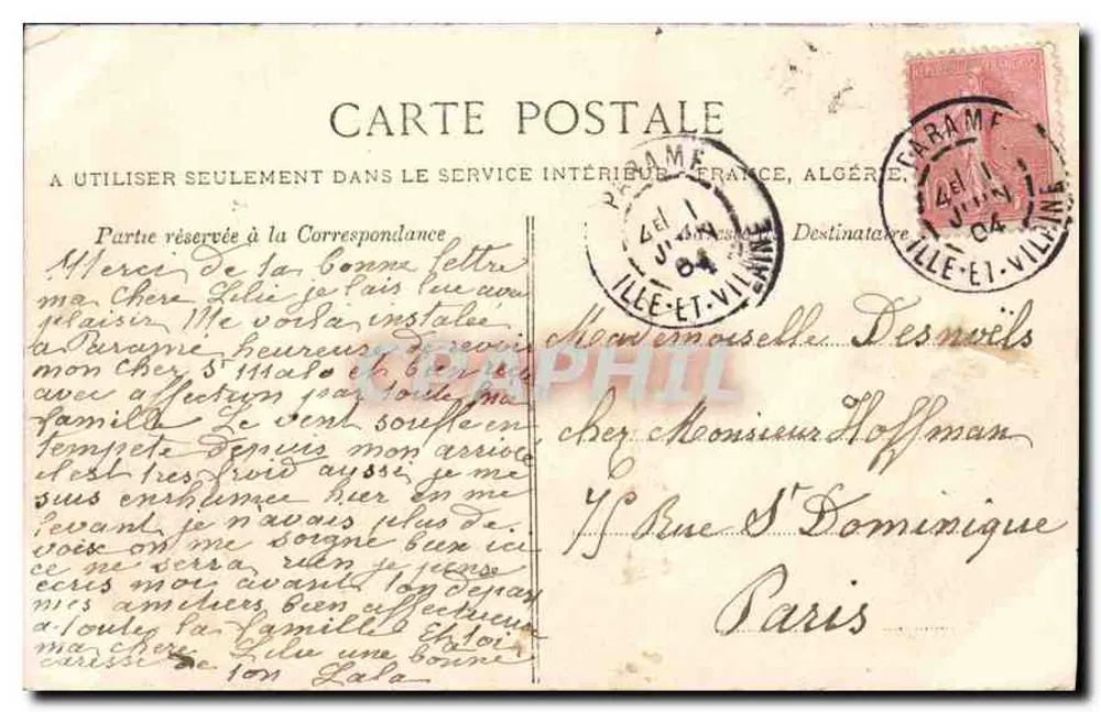 Rennes — A Grande Cascata no Thabor — G.F. — n° 1056bis - Verso