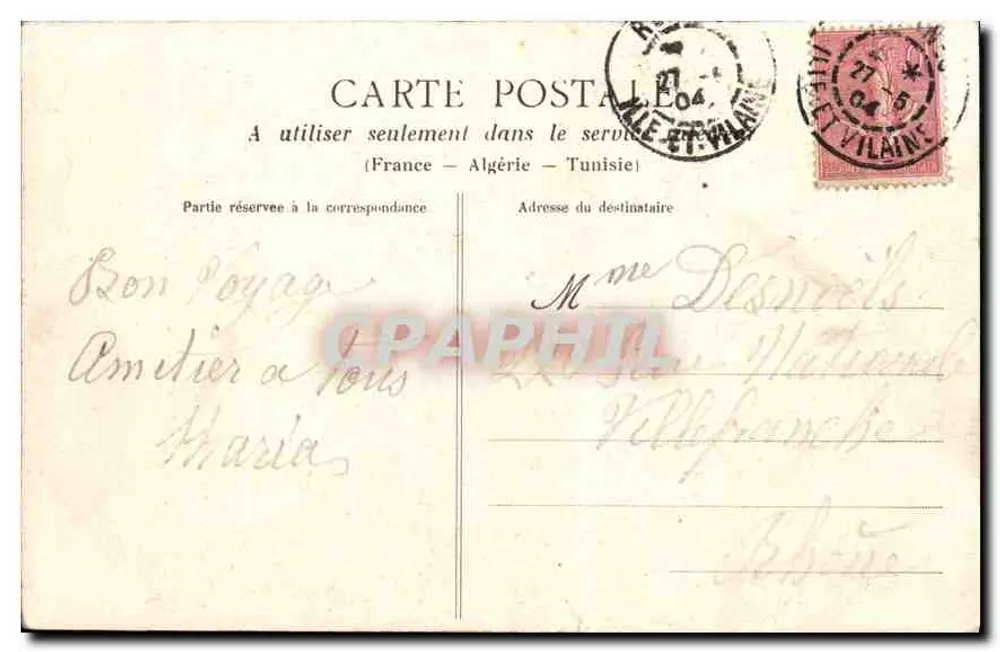 Rennes - La Préfecture — éditeur Collection E. Mary-Rousselle, n° 1025 - Verso