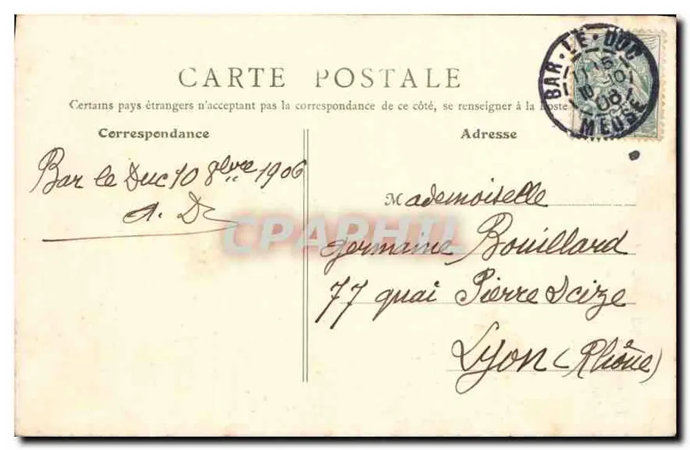Bar-le-Duc (Meuse) — Torre da Hora — B. F., Paris, n°4 - Verso