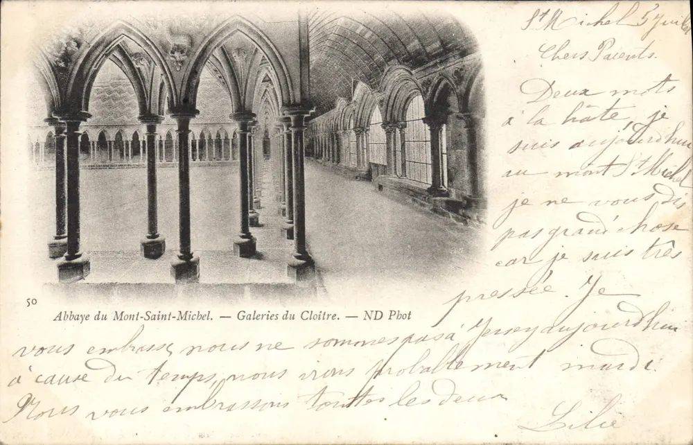 Abadia do Mont-Saint-Michel — Galerias do Claustro — ND Phot - Frente