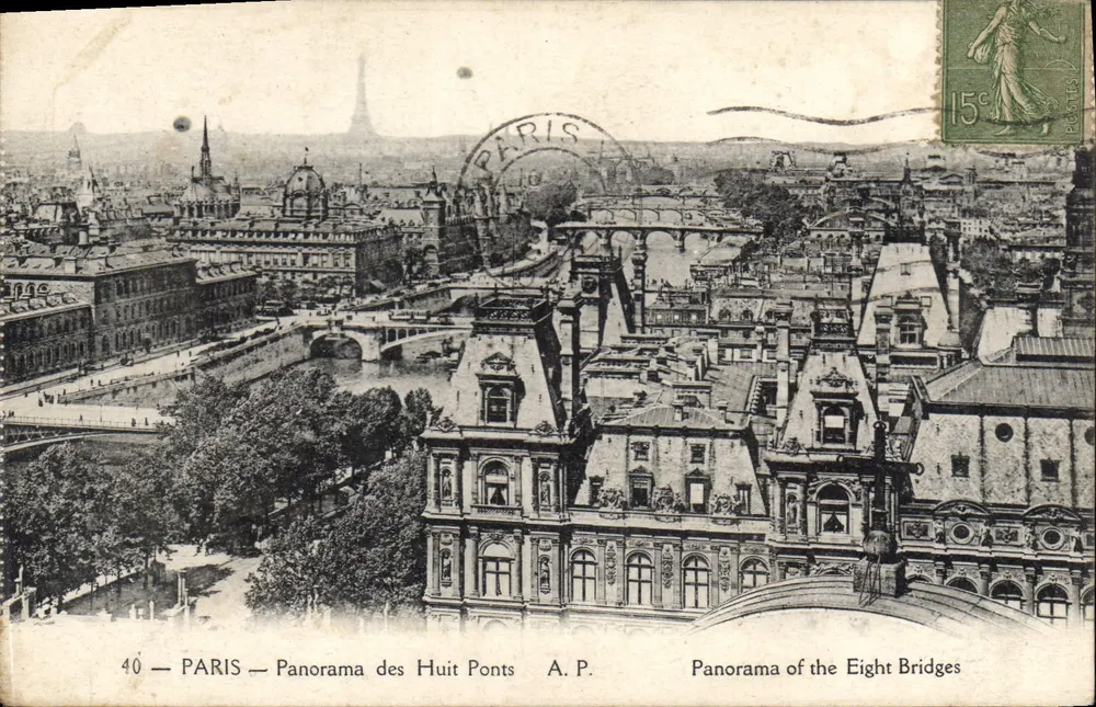 PARIS — Panorama dos Oito Pontes — A.P. — Panorama of the Eight Bridges - Frente
