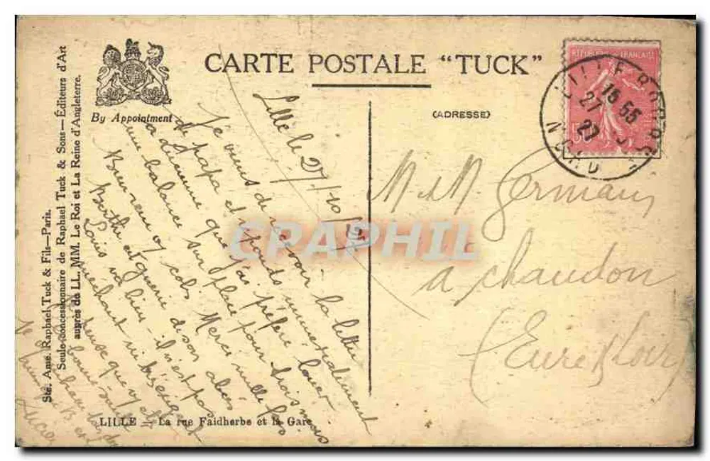 Lille — rue Païdherbe und rue Garros — Verlag Tuck & Fils - Rückseite
