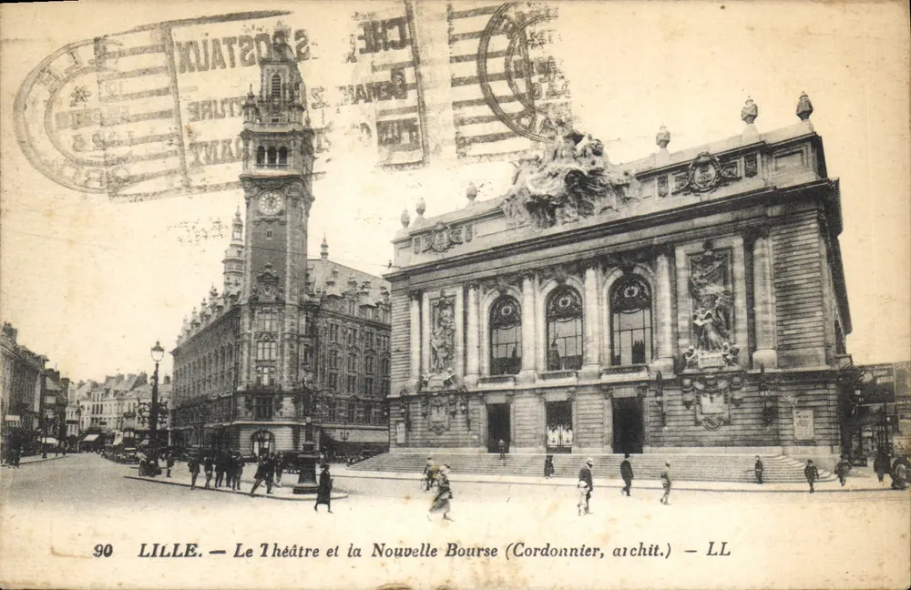 LILLE — Ansicht des Theaters und der neuen Börse (Cordonnier, Architekt) — LL - Vorderseite