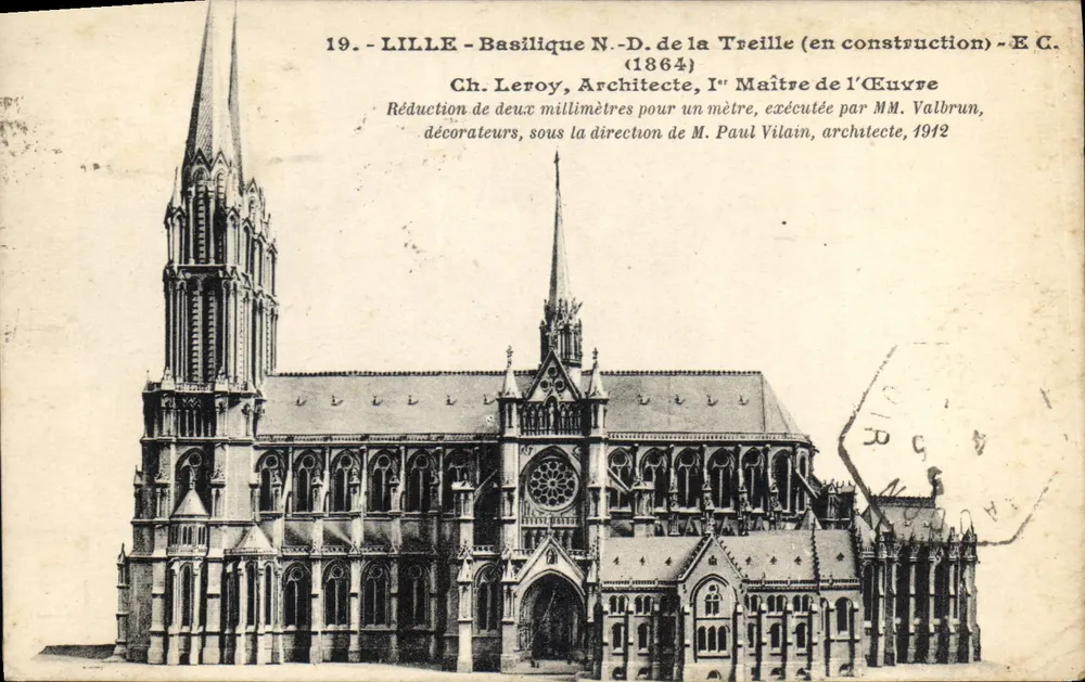 Lille - Basílica N.-D. da Treille (em construção) — E.C. — 1864 - Frente