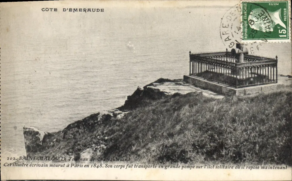 Costa de Émeraude — Túmulo de Chateaubriand — editor Saint-Malo, n° 202 - Frente