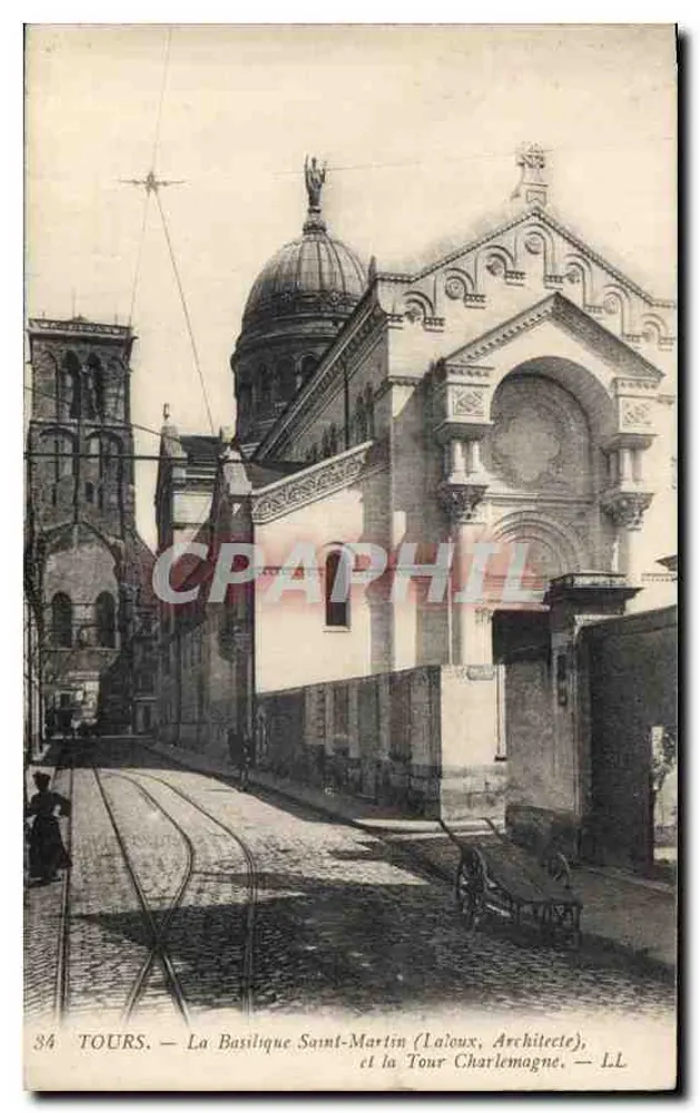 Tours — Die Basilika Saint-Martin (Laloux, Architekt) und die Charlemagne-Turm — LL - Vorderseite