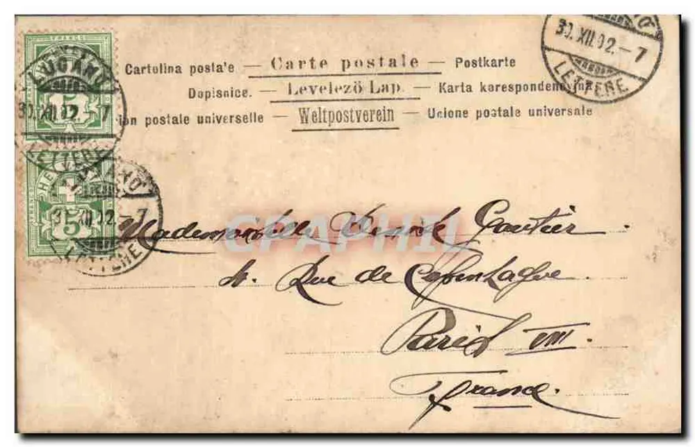 Mulher com chapéu de penas — carta postal assinada — editor anônimo, n° 555/6 - Verso